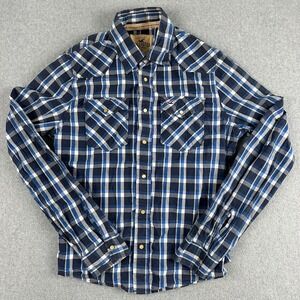 Hollister Plaid Long Sleeve Button Up Shirt Mens Size Medium Blue White